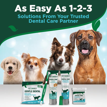 Vet's Best Finger Dental Wipes for Dogs and Cats – Oral Care Wipes for Teeth Cleaning, Fresh Breath, and Tartar Control – Gentle Finger Pads for Pet Dental Hygiene and Plaque Removal – 50 Count