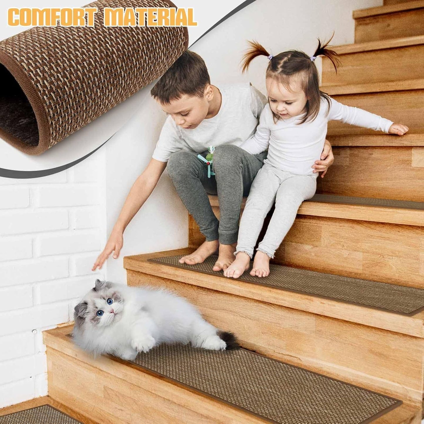 Stair Treads Non Slip for Wooden Steps Indoor 9" x 36" 15 Pack Extra Wide Stairs Tread Carpet Runner, Step Pads with Reusable Adhesive for Dogs Kids Elders, Machine Washable, Black