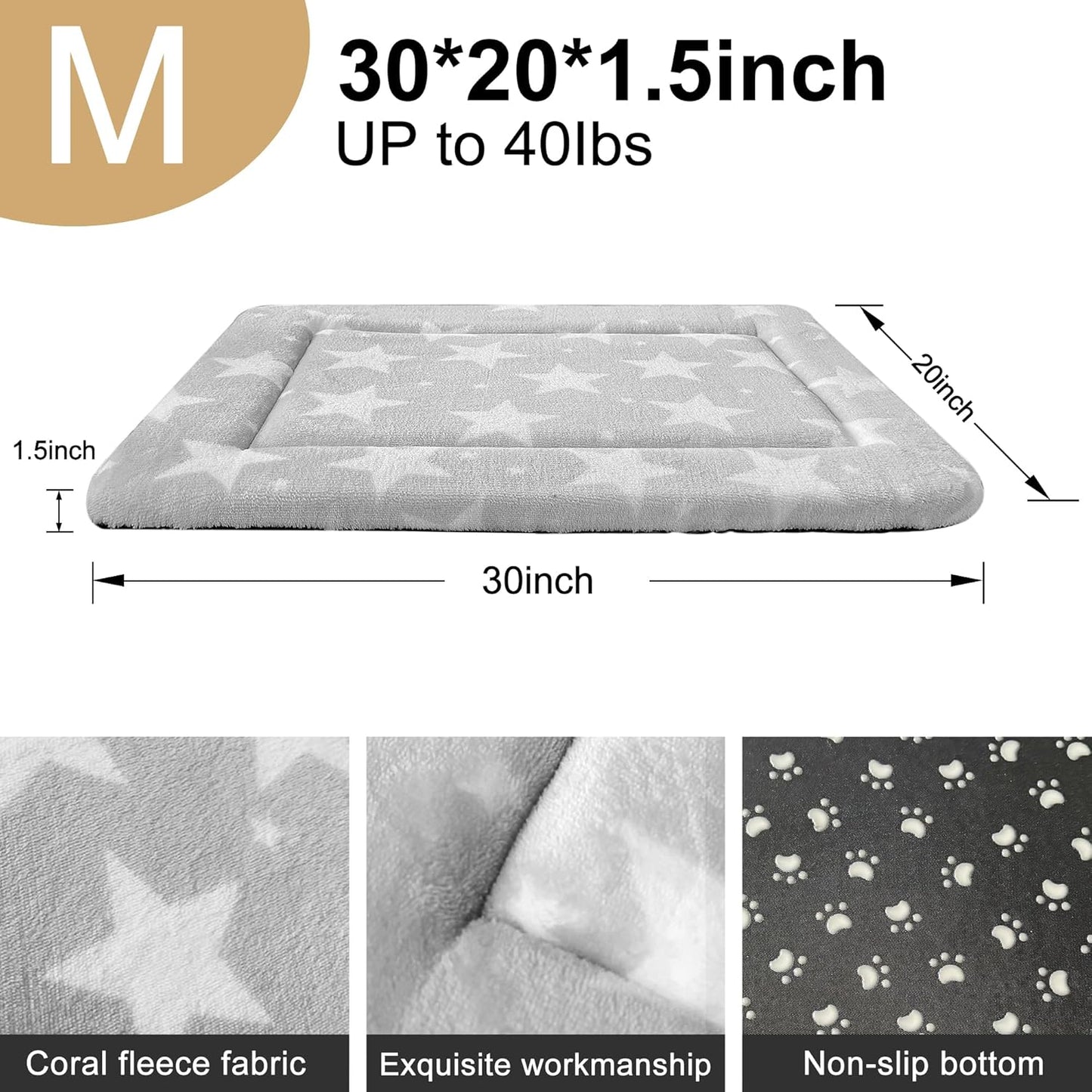Dog Bed Mat – Soft & Comfortable Dog Kennel Pad for Crate – Durable Crate Bed & Mat for Dogs & Cats – Ideal for Crate, Kennel, and Home Use