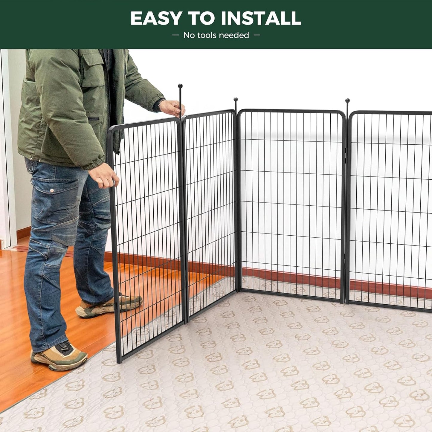 FXW Rollick Unleashed Dog Playpen for Indoor, Yard, RV Camping, 24 inch 8 Panels for Small and Puppy Dogs, Black│Patented