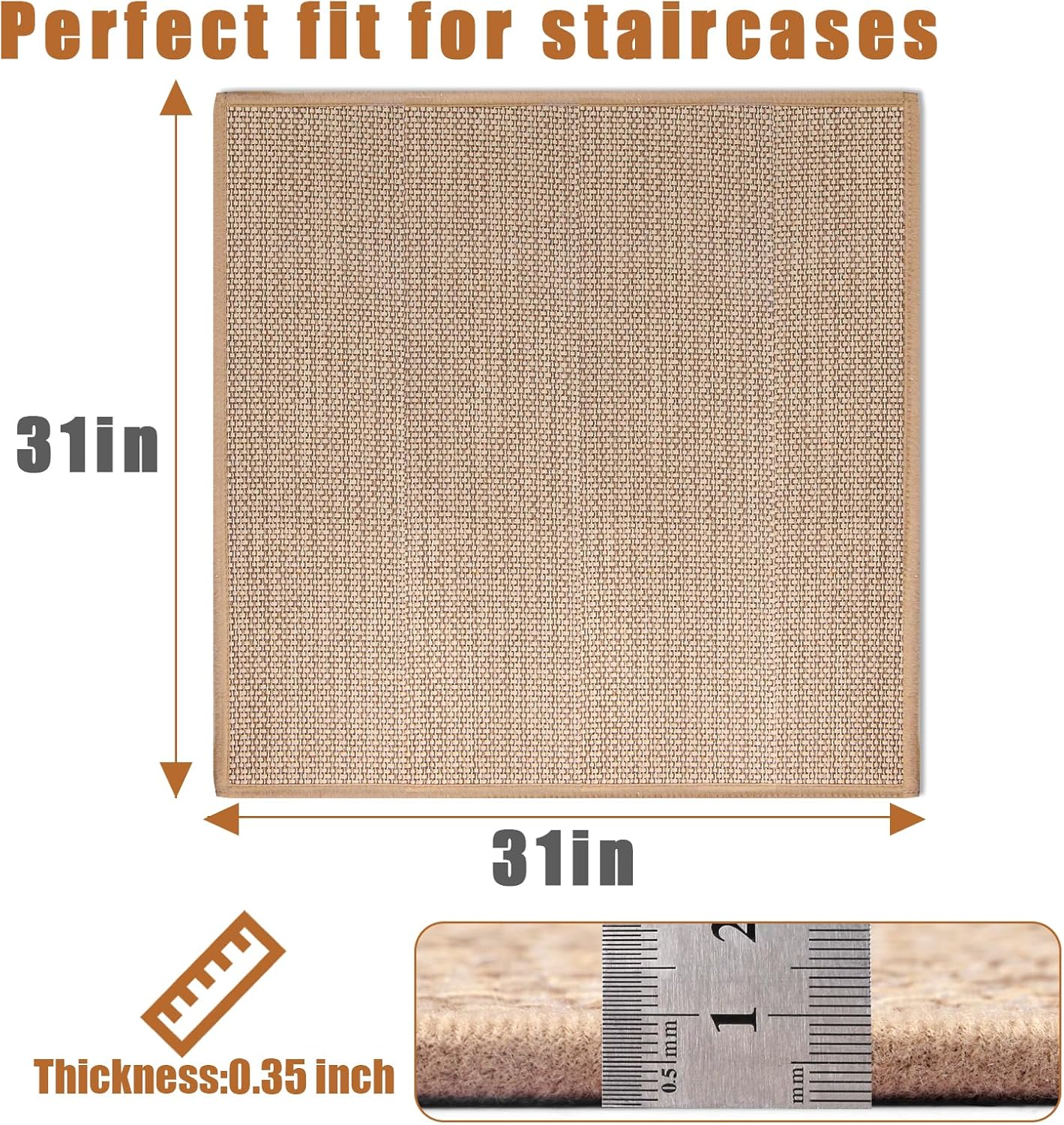 FlowaFoli Stair Treads for Wooden Steps Indoor,8" X 30" (15 in Pack) Stair Treads Non Slip, Machine Washable for Kids Elders and Pets,Beige