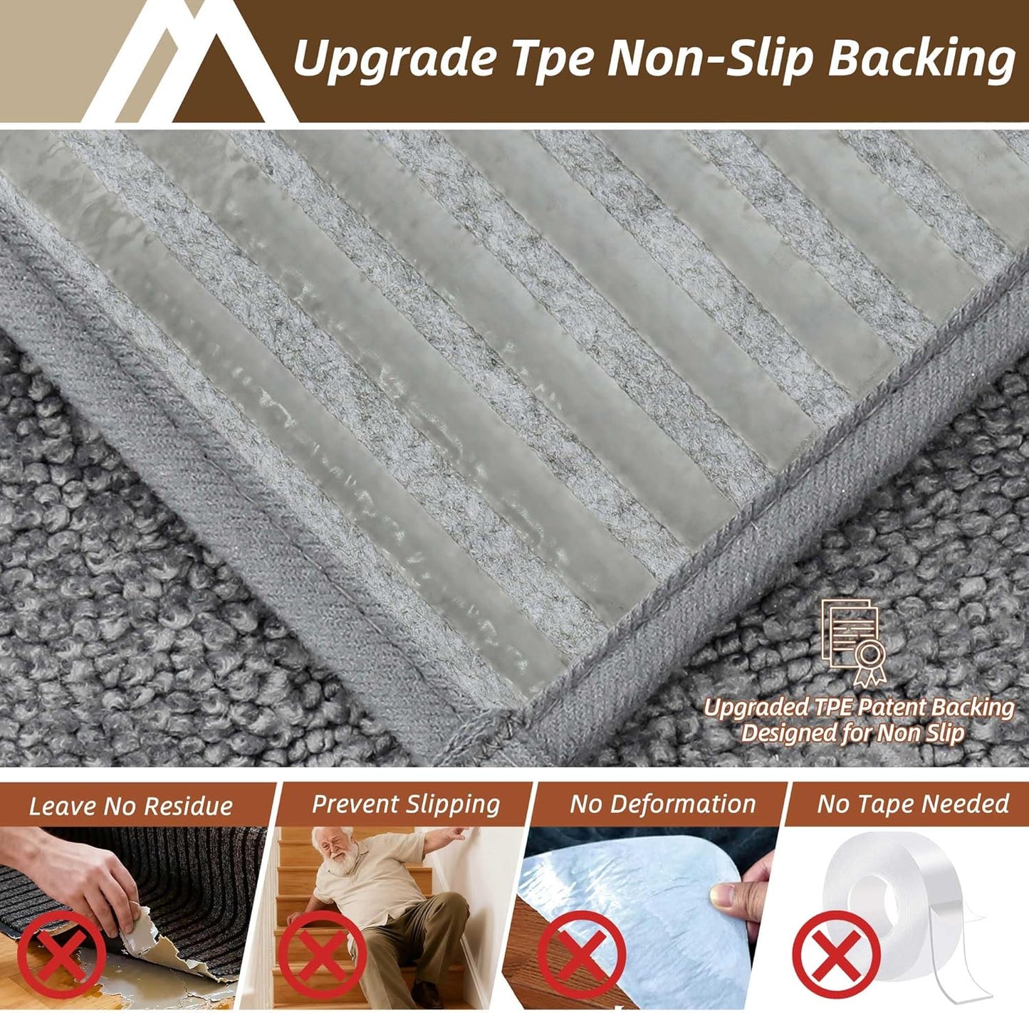 COSY HOMEER Edging Stair Treads Non-Slip Carpet Mat 28inX9in Indoor Stair Runners for Wooden Steps, Edging Stair Rugs for Kids and Dogs, 100% Polyester TPE Backing (7pc, Beige)