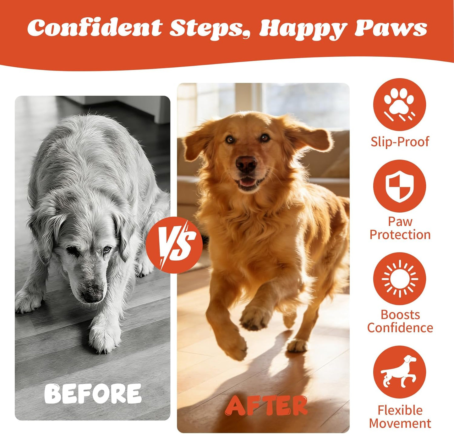 Anti Slip Dog Paw Pads for Senior Dogs - Paw Grips for Hardwood Floors, Enhanced Balance Traction Pads, Breathable Pet Paw Stickers Protectors for Dogs 7 Sets (28 Pcs) XXXL