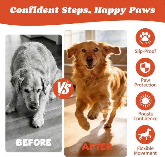 Anti Slip Dog Paw Pads for Senior Dogs - Paw Grips for Hardwood Floors, Enhanced Balance Traction Pads, Breathable Pet Paw Stickers Protectors for Dogs 7 Sets (28 Pcs) XXXL