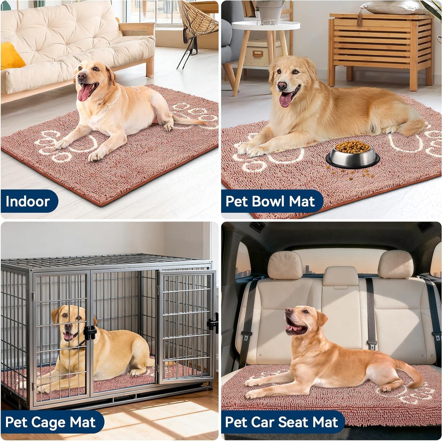 Bcoimo Super Absorbent Dog Door Mat, 30"*20" Anti Slip Mat for Muddy Paws, Pet Rugs for Dirty Paws Washable that Absorbs Moisture and Dirt, for Dog Cage and Pet Resting Carpet