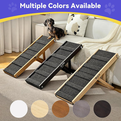 2026 Upgraded Dog Ramp for Couch, Foldable Small Dog Ramp for Sofa, 4 Adjustable Height from 13'' to 21", Portable Stable Pet Steps with Non-Slip Pad, Pet Ramps Use for Sofa Couch Stairs