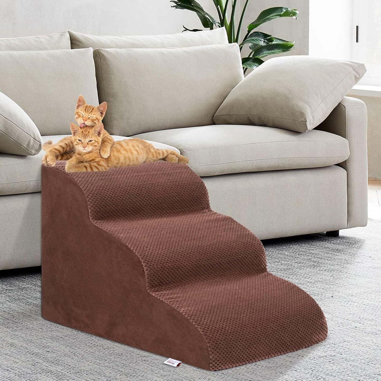 Dog Stairs for Small Dogs, 3 Tiers High Density Foam Dog Ramp, Extra Wide Non-Slip Pet Steps for High Beds Or Couch, Soft Foam Doggie Ladder for Dogs Injured, Older Pets, Small Cats