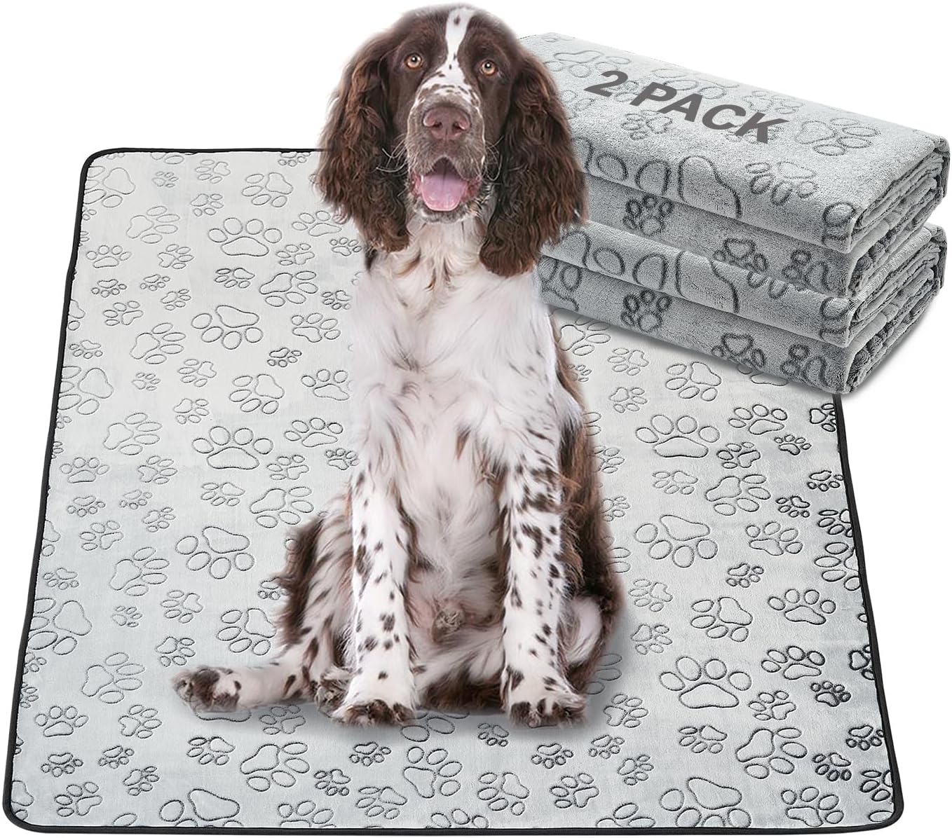 Qeils Reusable Puppy Pads, 2 Pack Washable Pee Pads for Dogs, Waterproof Non Slip Wee Wee pad, Absorbent and Leakproof Training Mats for Potty, Crate, Playpen, Bed, Sofa, 18"x 24"