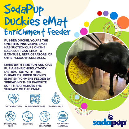 SodaPup Duckies eMat – Durable Lick Mat Feeder with Suction Cups Made in USA from Non-Toxic, Pet-Safe, Food Safe Rubber for Mental Stimulation, Digestive Health, Avoid Overfeeding, Calming, More