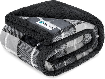 PetAmi Waterproof Dog Blanket for Couch, Large 60x40, Pee Proof Sherpa Fleece Reversible Pet Throw, Furniture Protector for Bed Sofa Kennel, Soft Washable Cover for Medium Dogs Cats, Grey Sherpa