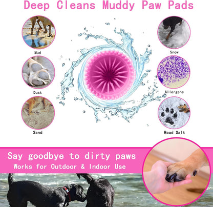 Dog Paw Cleaner Kit for L/XL Dogs - Quick Clean No Full Bath, 2-in-1 Paw Wash Cup with Detachable Silicone Brush Head, Includes Bath Brush & 3 Absorbent Towels, Blue