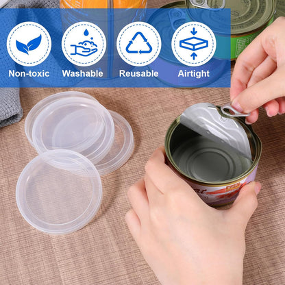 8 PCS Dog Food Can Covers Lids, 75 mm Reusable Pet Food Can Covers, Plastic Transparent Tight Seal Lids for Dog Cat Foods Saver for Canned Goods