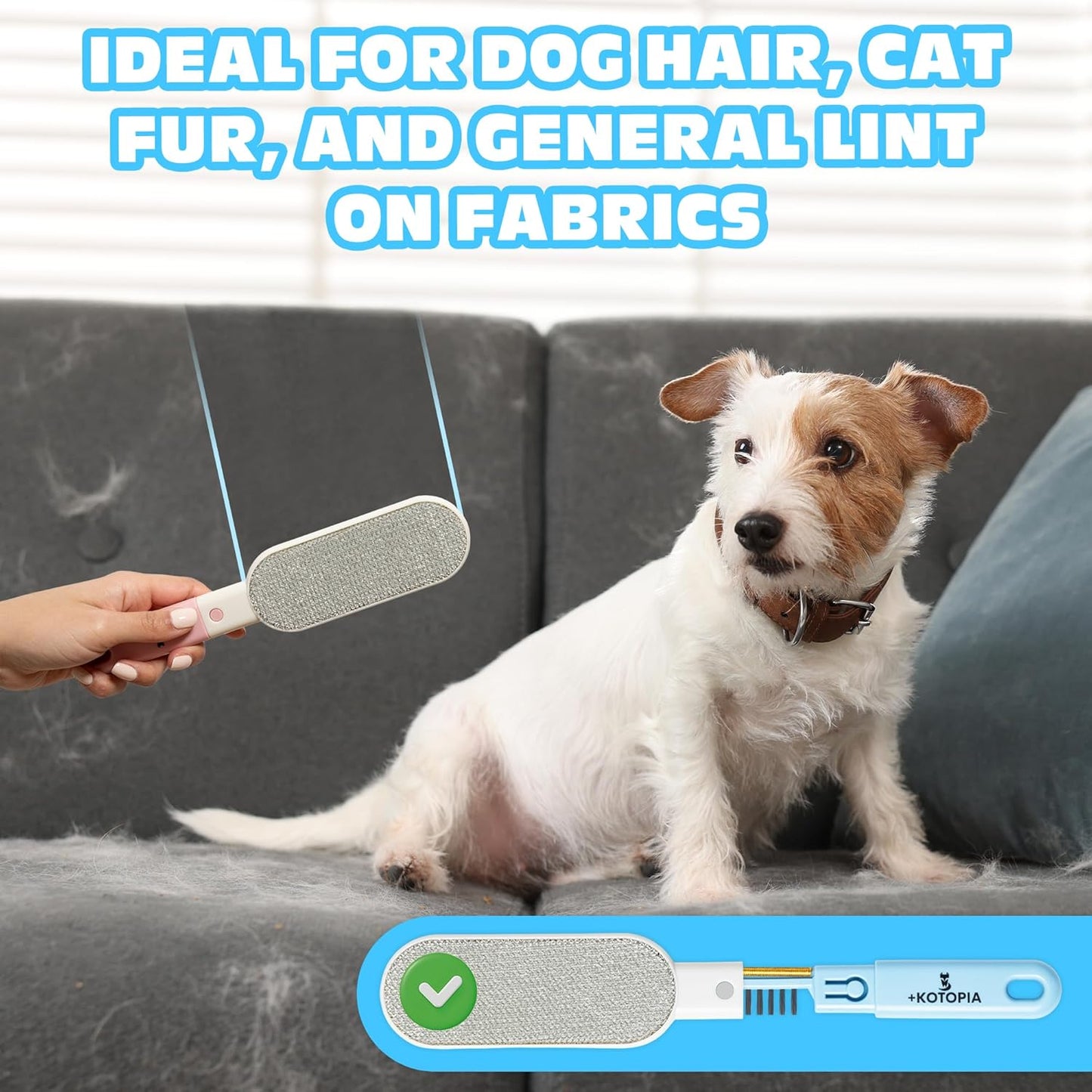4-in-1 Pet Hair and Lint Remover Brush – Reusable Fabric and Clothing Cleaner for Pet Hair, Lint and Fur – Handheld Multi-Surface Tool for Clothes, Upholstery, Sofa and Travel Use (Sky Blue)