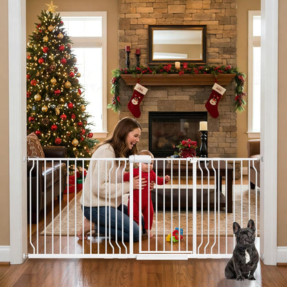 Extra Wide Baby Gates for Doorways 71.65"-85.82" Extra Wide Baby Gate Dog gate Pressure Mounted No Drilling with Walk-Through, Auto-Close & Dual-Direction Swing for Large Wide Opening Black