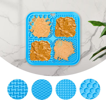 Dog Lick Mat, 3Pack Dog Slow Feeder, Non-Slip Design Lick Mat for Dogs and Cats, Boredom and Anxiety Reducer,Suitable for Treats, Yogurt, Peanut Butter (Grey+Black+SkyBlue)