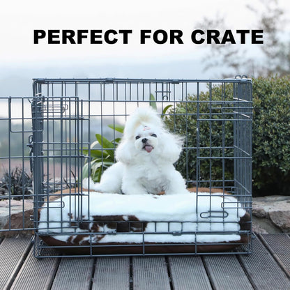 Bedfolks Waterproof Dog Crate Bed, Plush With Removable Washable Cover, Faux Fur Crate Pad for Medium Dogs, Fluffy Kennel 29"x21", Dark Grey