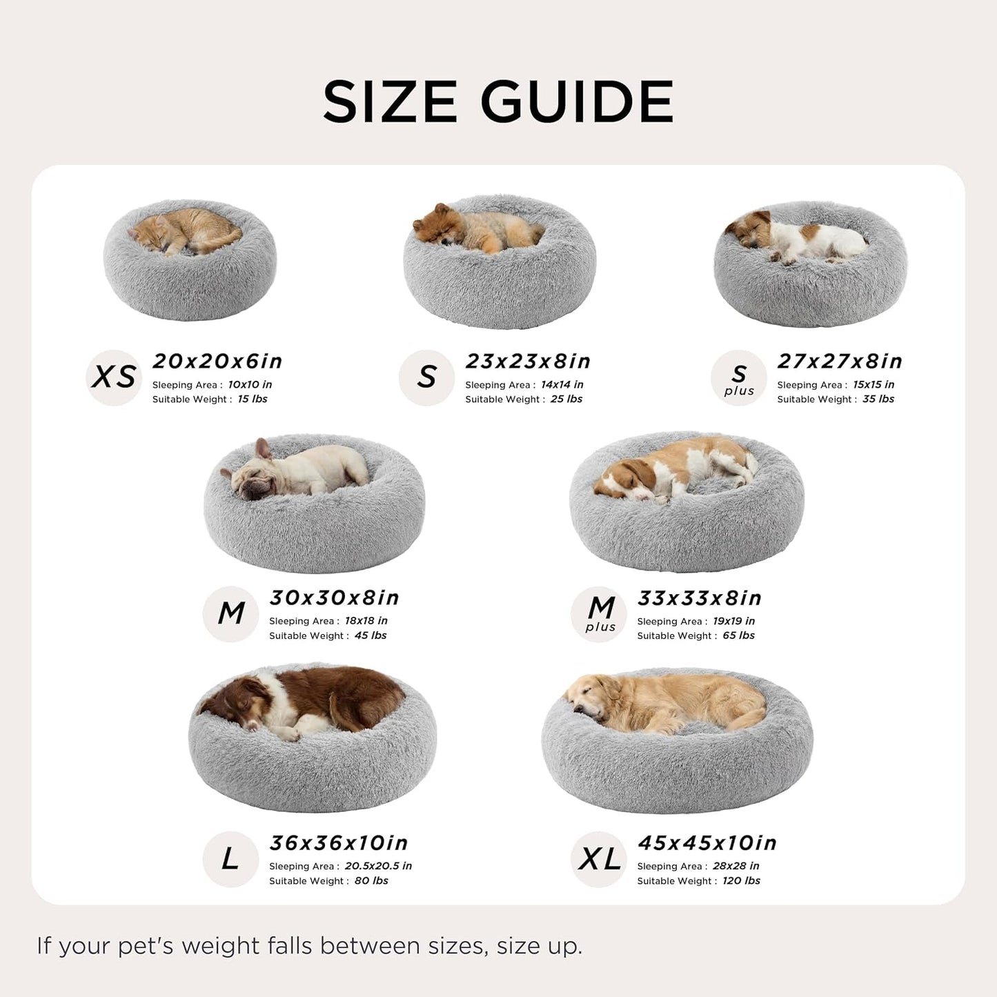 Bedsure Calming Dog Bed Medium Size Dog - Donut Washable Medium Pet Bed, 30 inches Anti-Slip Round Fluffy Plush Faux Fur Cat Bed, Fits up to 45 lbs Pets, Camel