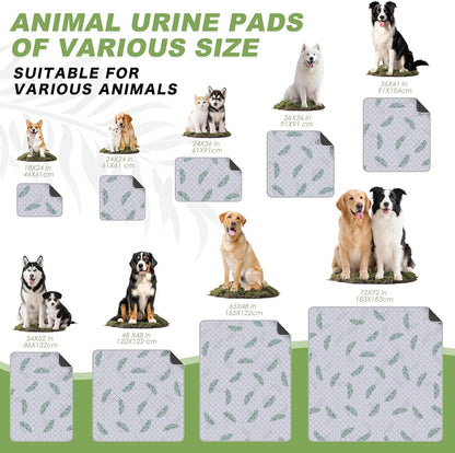 WanpeeGoo Washable Pee Pads for Dogs, 2Pack Reusable Puppy Pads, Super Absorbent & Leakproof Dog Pads, Anti-Slip Dog Pee Pads for Puppy Training & Incontinence, Feather Pattern 36"x41"