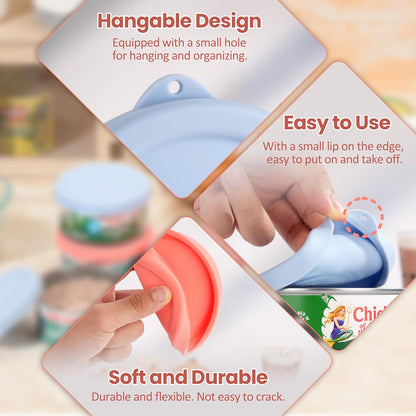 2PCs 3.0-inch Silicone Can Lids for Chef Boyardee | Van Camp's | Goya | Bush's Best | Farmer's Market Can, Can Cover for Canned Goods, Soup Can Cap, Fit Most Standard Size, Dishwasher Safe (Lids ONLY)