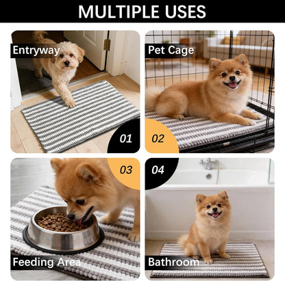 Dog Door Mat for Muddy Paws - Absorbent Quick-Dry Non-Slip Washable Chenille Pet Rug, Indoor Entryway Mat for Front Door & Crate (Brown, 24" L*16" W)