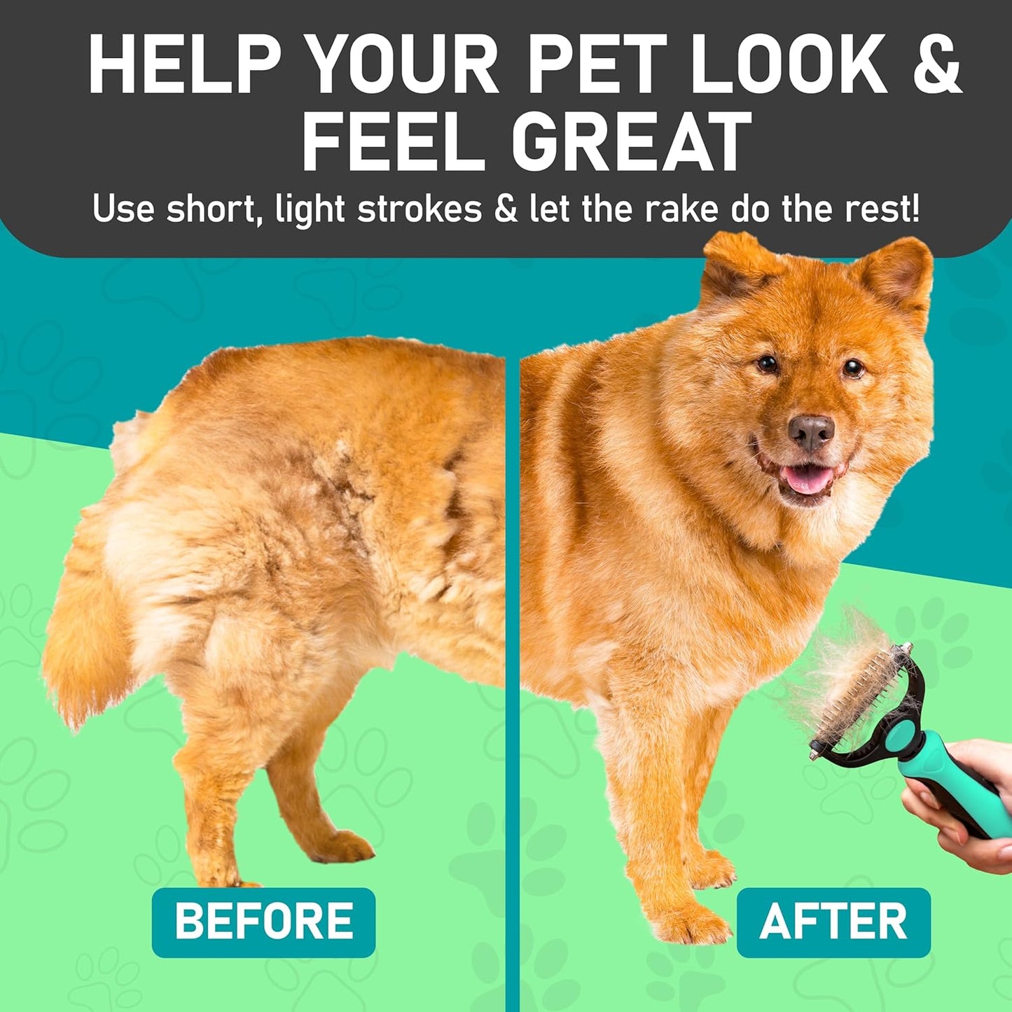 Maxpower Planet Hair Brush - Double Sided Shedding, Dematting Undercoat Rake for Dogs and Cats - Extra Wide Dog Grooming Brush, Reduce Shedding by 95%, Turquoise