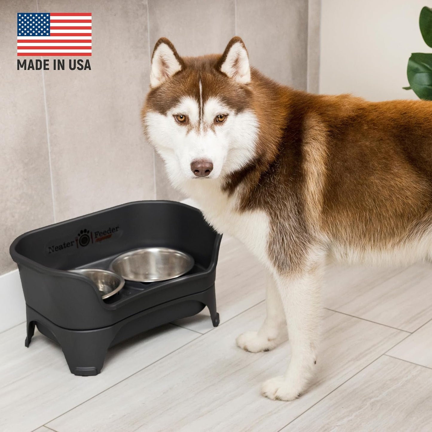 Neater Feeder Express Mess Proof Dog Bowls Elevated for Small Breeds under 15 Lb, Made in USA, No Spill Raised Dog Food Bowl Stand, Stainless Steel Food and Water Bowl Set, Feeding Station, Cappuccino