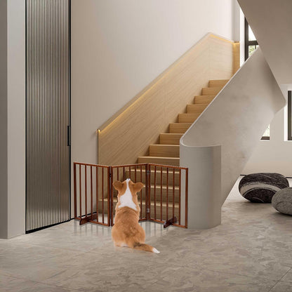 72" Wooden Foldable Dog Gate, Extra Wide Freestanding Pet Gate, No Drilling Required No Assembly, Sturdy & Stable Dog Gate Indoor for Doorways, Easy to Fold and Store, Ideal for Home Use, 4 Panels