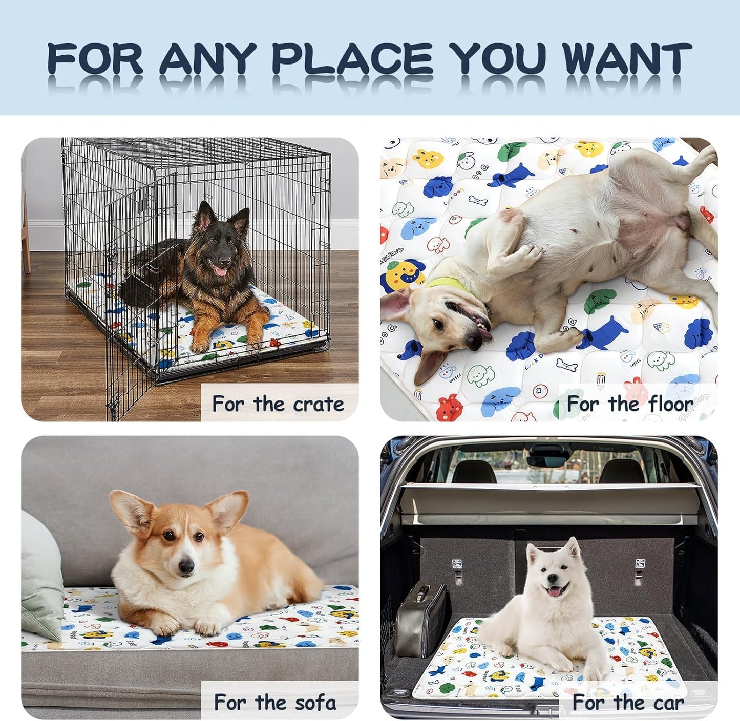 Bubble bear Dog Crate Mat - Ultra Soft, Washable & Anti-Slip Kennel Pad for Small/Medium/Large Dogs, Dark-Hued to Hide Stains (48"x30")