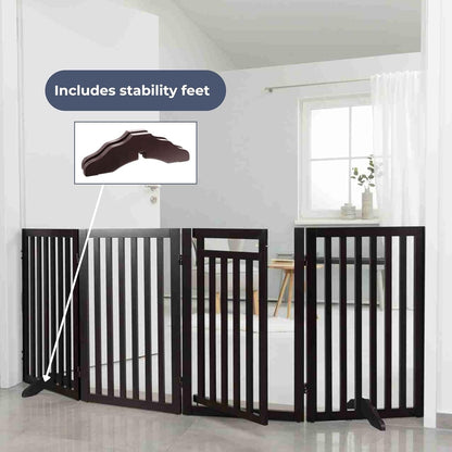 Trixie Freestanding 4-Panel Pet Gate, 31.5-in Tall Foldable Indoor Dog Barrier Fence, 81.2-in Max Width with Walk-Thru-Door, White