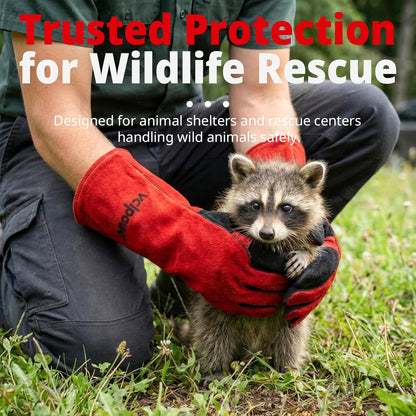 vclpower Animal Handling Gloves Size M Fit for Women & Small Hands Bite Proof Double Leather Reinforced Padding Dog,Cat Scratch,Bird Handling Falconry Gloves Grabbing Reptile Squirrel Snake Bite 16in
