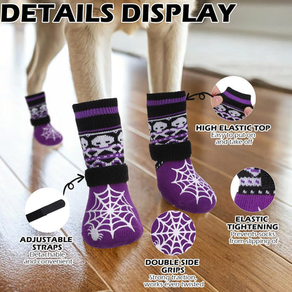 EXPAWLORER 6Pcs Anti-Slip Dog Socks to Prevent Licking Paws,Dog Shoes for Hot Pavement,Dog Booties Traction Control on Hardwood Floor,Boots & Paw Protectors, for Puppy Small Medium Large Senior Dogs