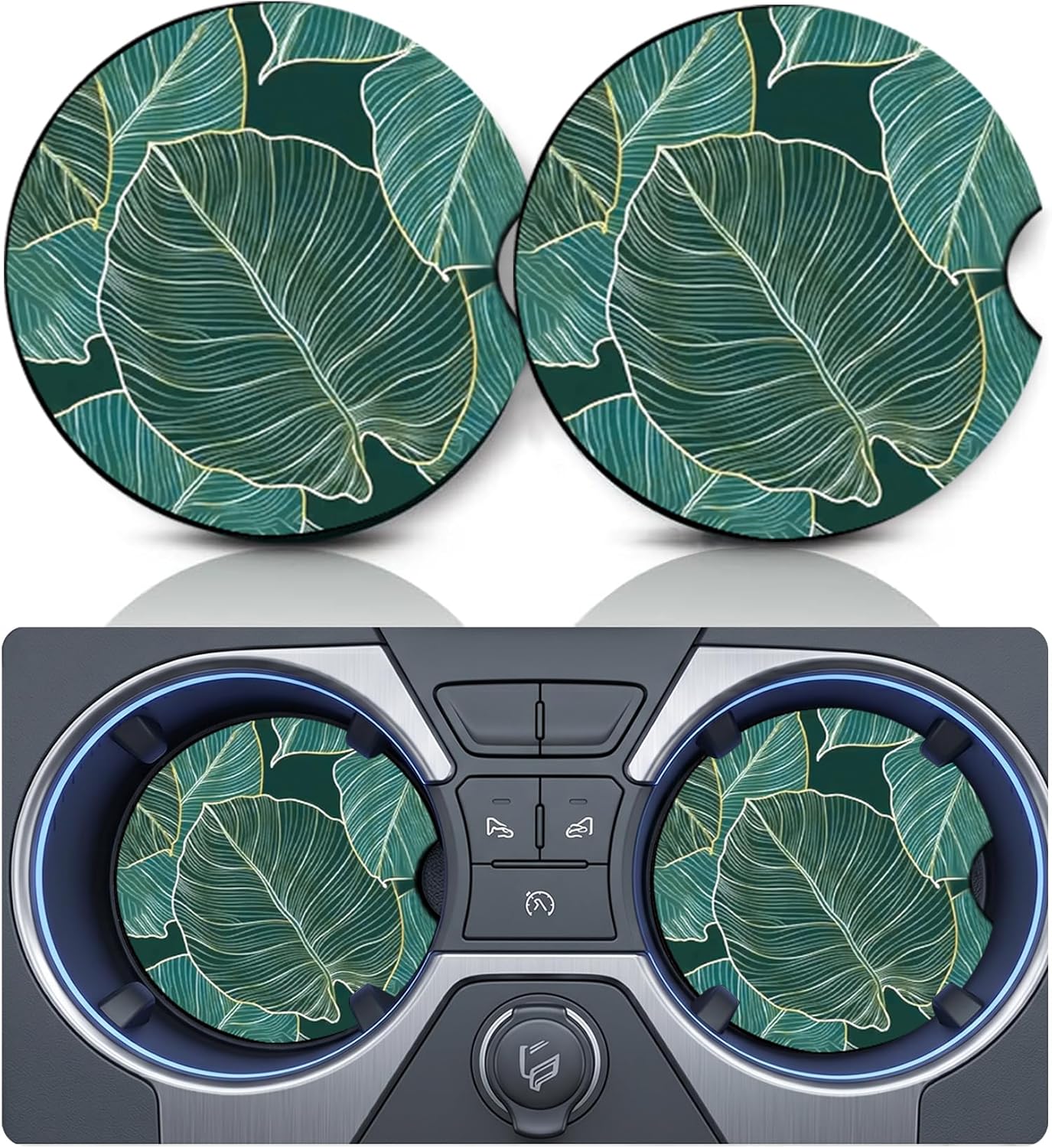 2PCS Dog Paw Print Car Cup Holder Coasters, Cars Coasters for Cup Holders, Anti Slip Rubber Mat with Finger Slot, Dogs Car Accessories Interior Decor, Dog Lover Gifts for Women, Men
