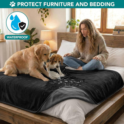 PetAmi Waterproof Dog Blanket for Medium Large Pets Dogs Cats, Pet Couch Cover Protector for Furniture, Reversible Washable Soft Fleece Cat Blanket for Bed Couch Sofa, 40x60 (Taupe/Beige)