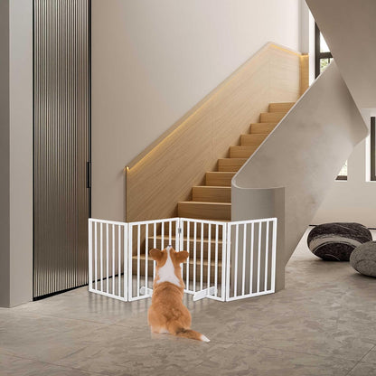 72" Wooden Foldable Dog Gate, Extra Wide Freestanding Pet Gate, No Drilling Required No Assembly, Sturdy & Stable Dog Gate Indoor for Doorways, Easy to Fold and Store, Ideal for Home Use, 4 Panels