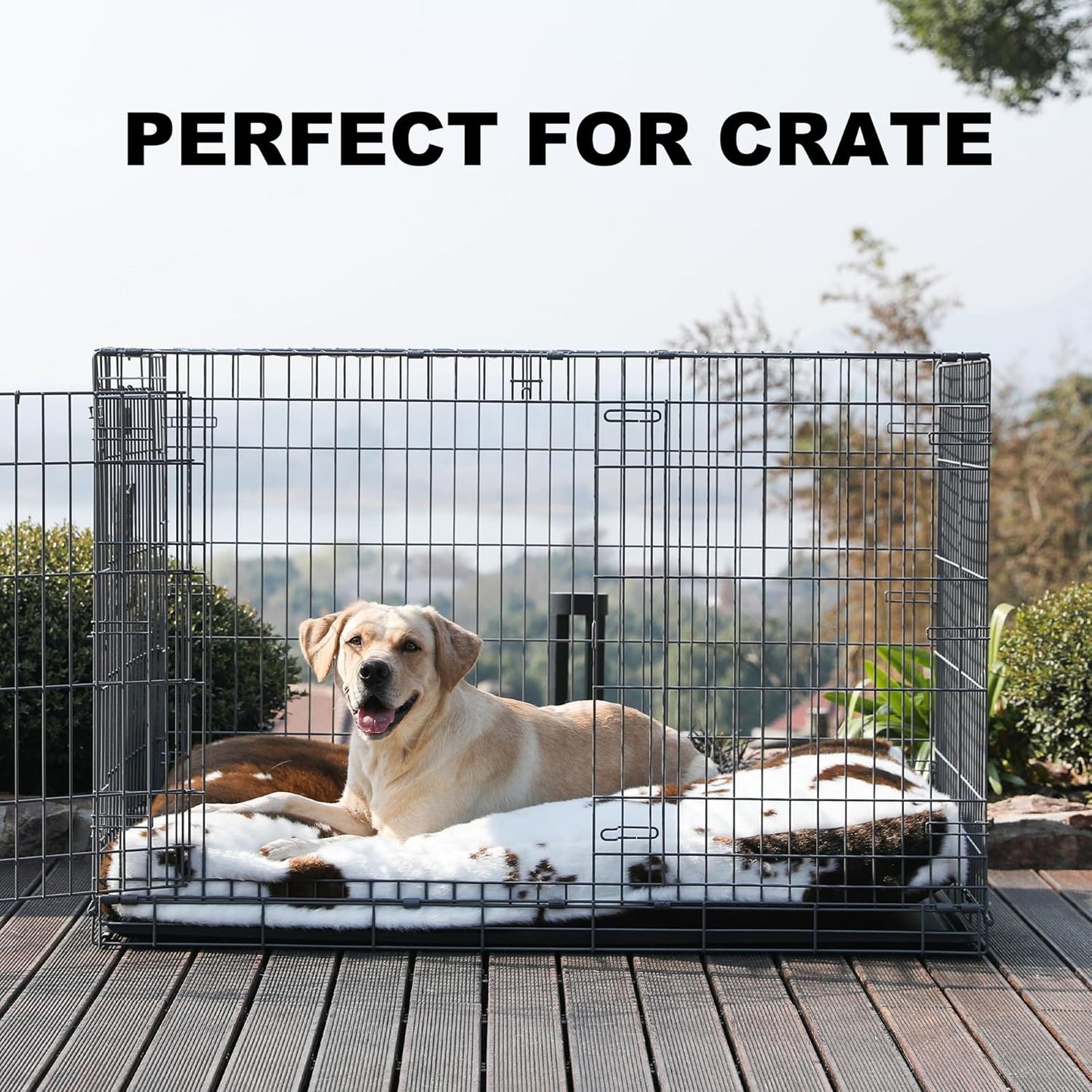 Bedfolks Waterproof Dog Crate Bed, Plush With Removable Washable Cover, Faux Fur Crate Pad for Medium Dogs, Fluffy Kennel 29"x21", Dark Grey
