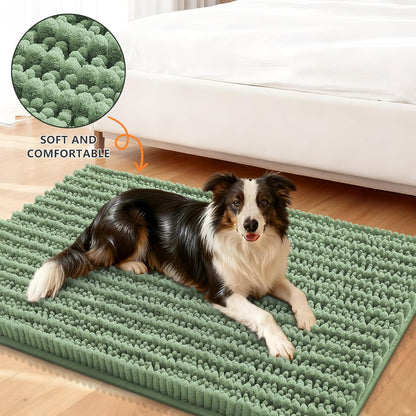 Smiry Dog Door Mat for Muddy Paws 30x20, Extra Soft Absorbent Chenille Doormat, Trap Moisture and Dirt, Non-Slip Machine Washable Front Door Mat for Indoor Entrance Inside Floor, Grey