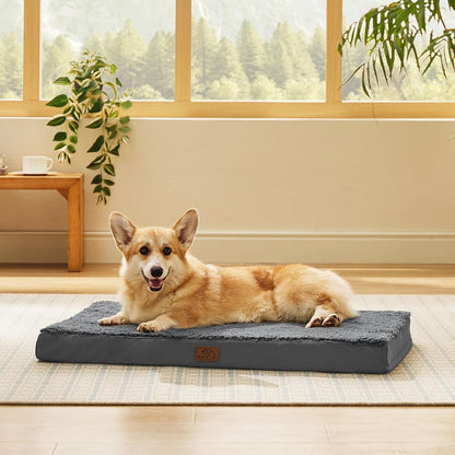 Bedsure Dog Beds Large Sized Dog - Comfy Flat Pet Beds with Removable Washable Cover, Orthopedic Egg Crate Foam Puppy Mat, Suitable for Pet Up to 65 lbs