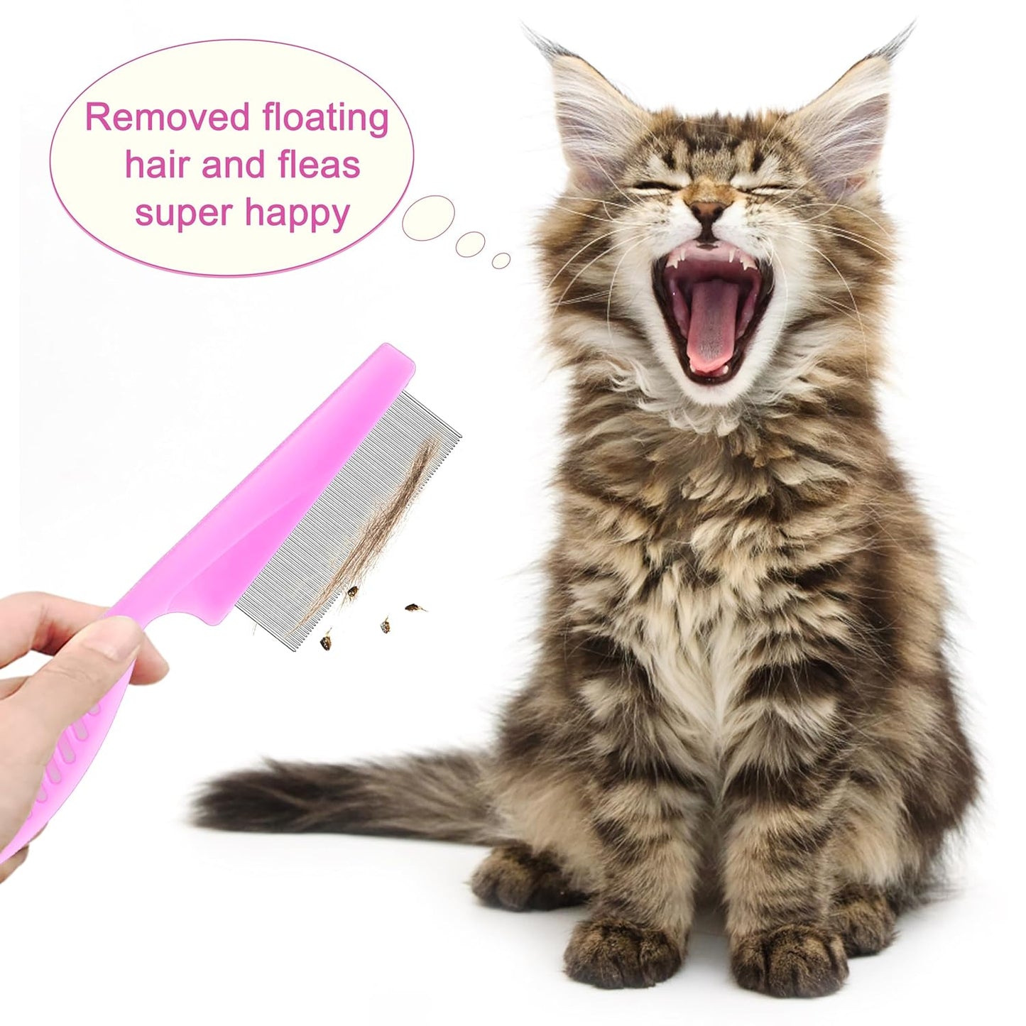5 Pack Flea Lice Comb,Stainless Steel Dog Cat Grooming Combs With Rounded Teeth,Double-Sided Tear Stain Remover,Dematting Comb For Dogs Cats Ideal For All Types Of Small, Medium, Large Pets