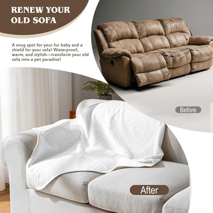 Waterproof Couch Cover, Reversible, Pet-Friendly, Washable and Anti-Slip Couch Covers for Sofa Protection with 3 Cushions, Sofa Slipcovers for Dogs and Cats (71×118in/Brown)