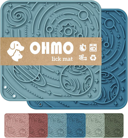 OHMO Lick Mat for Dogs and Cats(Small, Camo&Light Green, 2pcs) Enrichment Accessories Toy Space Star Easy Clean Pet Slow Feeder/Suction Cups, Licking Pad for Anxiety Relief and Boredom Reduction