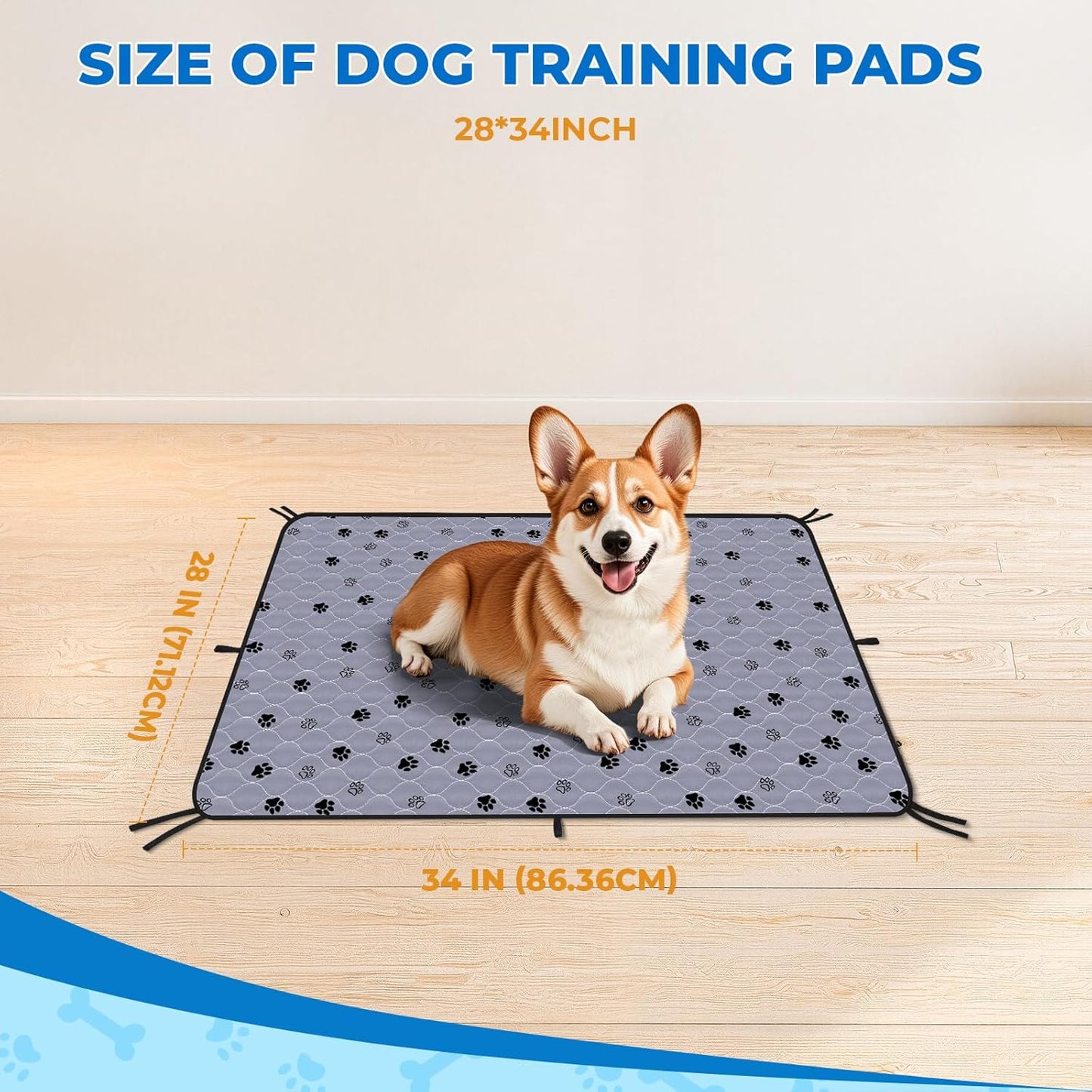 Fostanfly Washable Pee Pads for Dogs, 2 Pack Large 36"x41" Ultra-Absorbent and Leak-Proof Non-Slip Reusable Potty Training Pads for Dogs, Cats, Puppy, Potty Training of Add 8 Lanyards