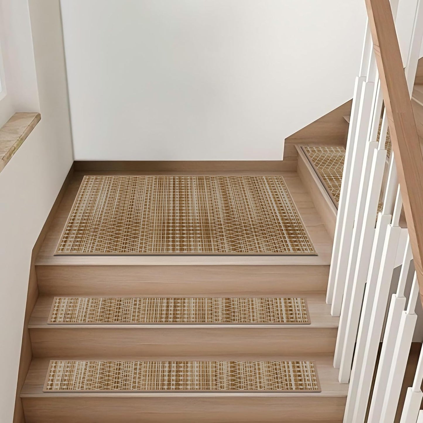 Non-Slip Stair Treads for Wooden Steps 15pcs,8"x30" Stair Carpet Treads for Indoor Use,Peel and Stick Stair Runners,Washable Reusable Adhesive Backing,Pet-Friendly Stair Capet for Kids,Elders,Dogs