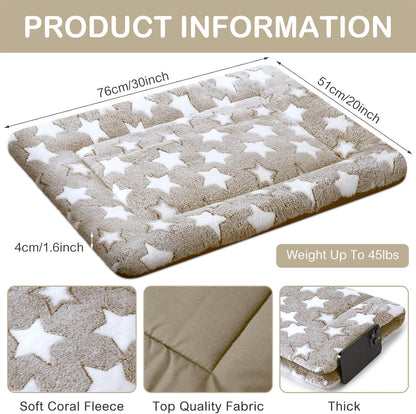VitalCozy 4 Pcs Dog Crate Pads, Ultra Soft Warm Washable Anti-Slip Kennel Bed Mat for Pets, Reversible, Replaceable, Cage Liner for Small Medium Large Dogs and Cats (18 x 24 x 1.6 Inch,Star,Gray)