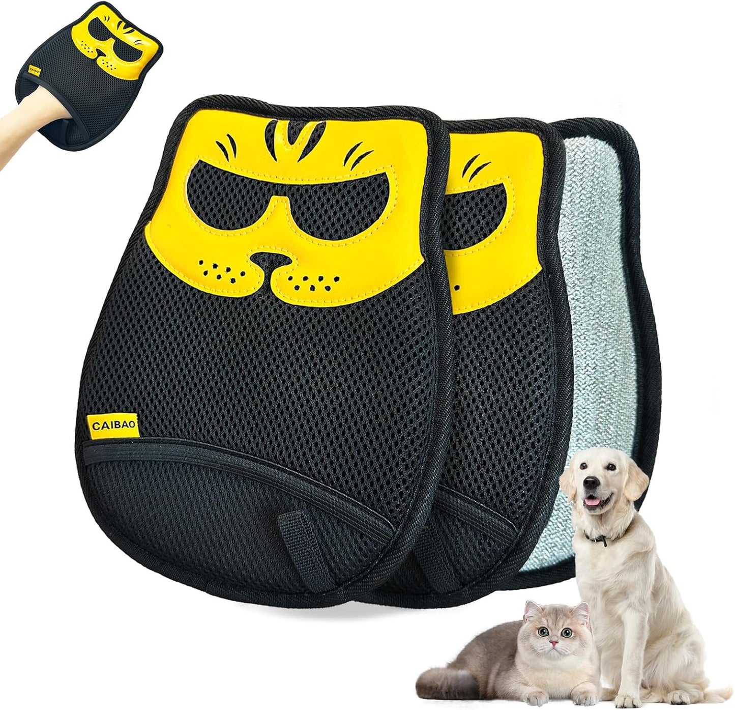 Electrostatic Pet Hair Removal Gloves: Quick Wiping - Reusable & Washable for Sofa Clothing Pet Beds Effortless Cats & Dogs Hair Remover for Busy Pet Owners (1pcs-Black)