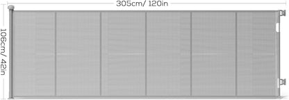 Retractable Baby Gate for Stairs, 42" Tall X 200" Wide Mesh Dog Gate Indoor, Child Gate for Doorways, Hallways, Deck, Indoor Outdoor Pet Baby Safety Essentials for Home, Black
