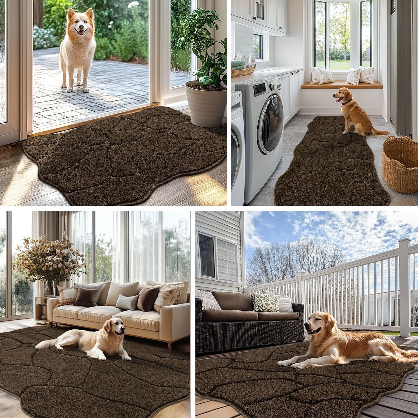 BSICPRO Large Dog Door Mat for Mud Paws, 22x47 Absorbent Dirt Trapper Long Door Mat, Non-Slip Washable Mud Mat for Dogs, Microfiber Soft Pet Rug Mat for Entryway, Dog Paws, Patio (Gray)