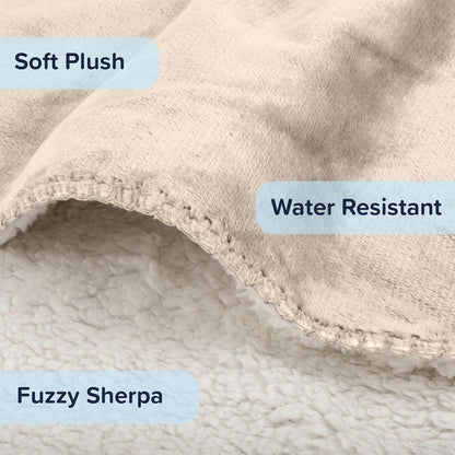 Waterproof Pet Blanket - 50x60-Inch Reversible Sherpa Fleece Throw Protects Couches, Cars, and Beds from Spills, Stains, and Fur by PETMAKER (Gray)