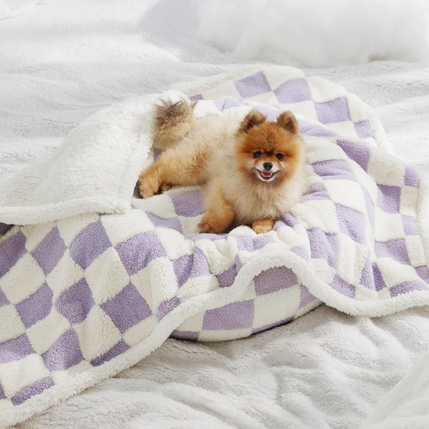 LE SURE Waterproof Dog Blanket for Large Dogs - Washable Double Sided Dog Blankets with Warm Jacquard Shag and Soft Sherpa Fleece, Pet Cat Blanket for Couch Protection, 3D Textured Cloud, Green