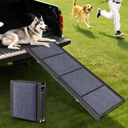 AQUILLA Dog Ramp for Car, 67" L x 17.3" W Foldable Portable Dog Ramp with Non-Slip Rug Surface, Outdoor Pet Ramp for Small & Large & Old Dogs, Get on SUV Car & Truck, Up to 250LBS