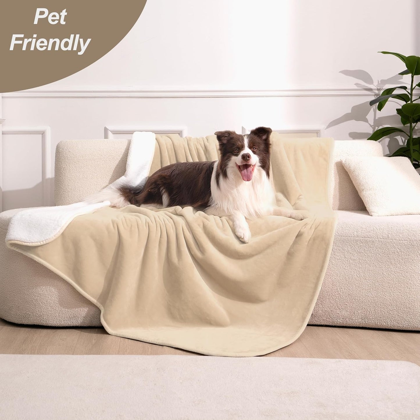 gogobunny Waterproof Blanket for Bed Couch Sofa, Liquid Pee and Fur Proof Pet Blanket for Dog Puppy Cat, Reversible Sherpa Fleece Throw Blanket Furniture Cover Protector (Grey, 50x60 inches)